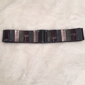 BCBGMAXAZRIA gunmetal leather and elastic belt